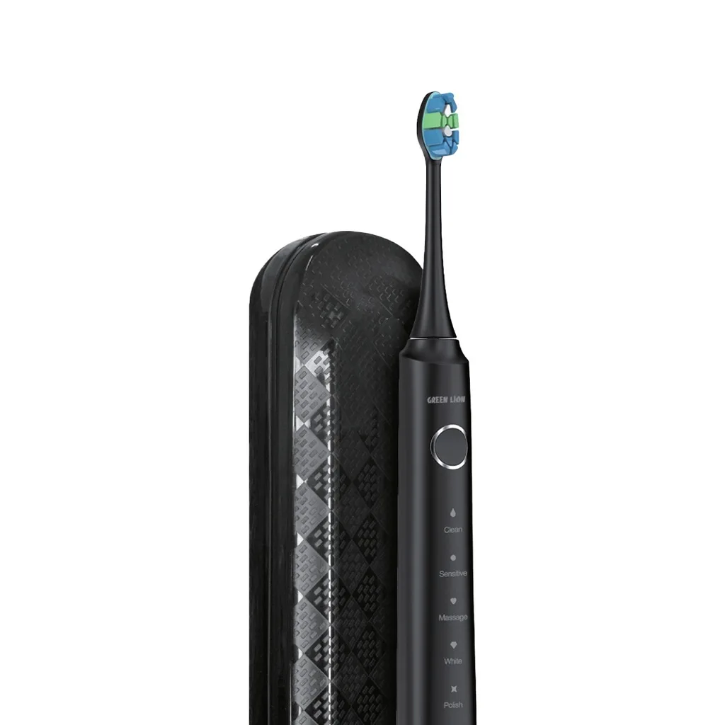 مسواک برقی GREEN LION مدل GREEN SMART BRUSH با طراحی ضدآب و پنج حالت عملکرد مشکی